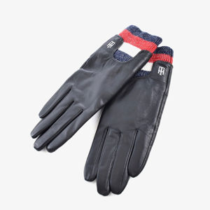 Tommy Hilfiger dámské černé kožené rukavice - S-M (BDS)